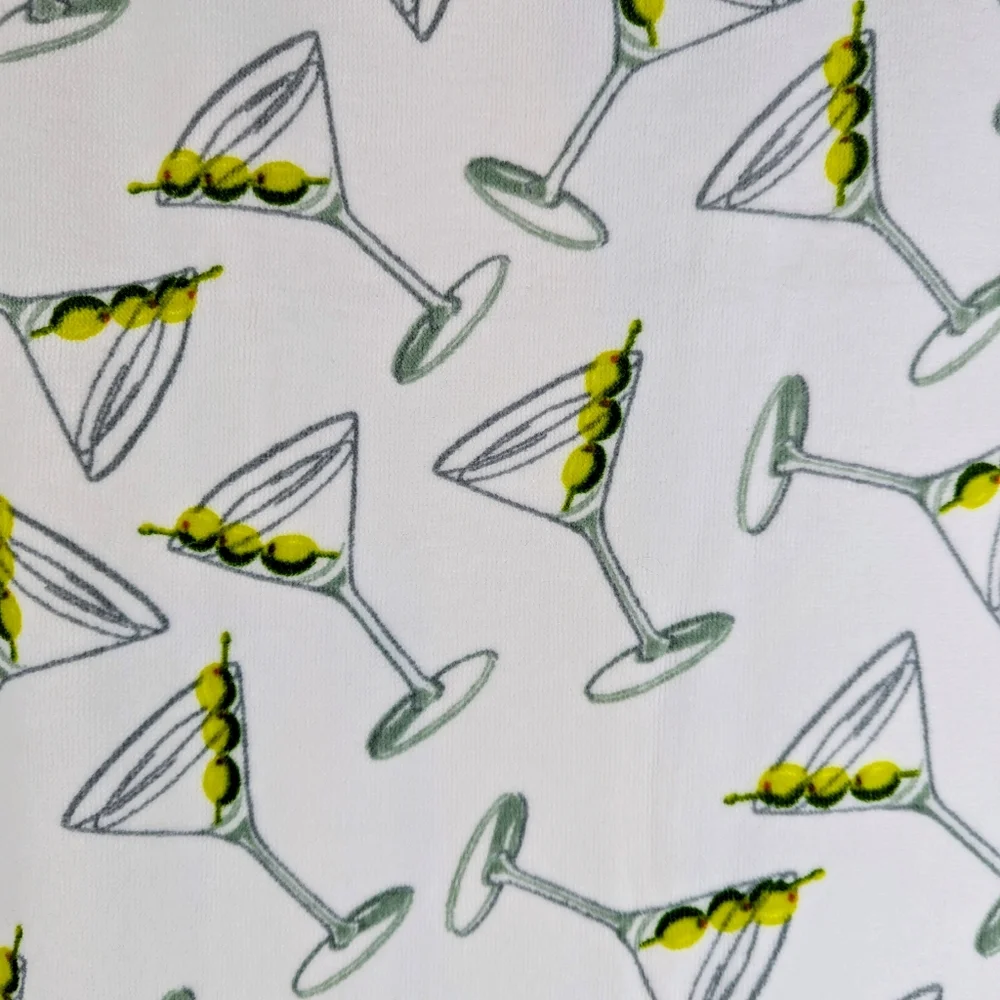 Martini Print Hand Towels Set Of Two Cotton Lyocell 16